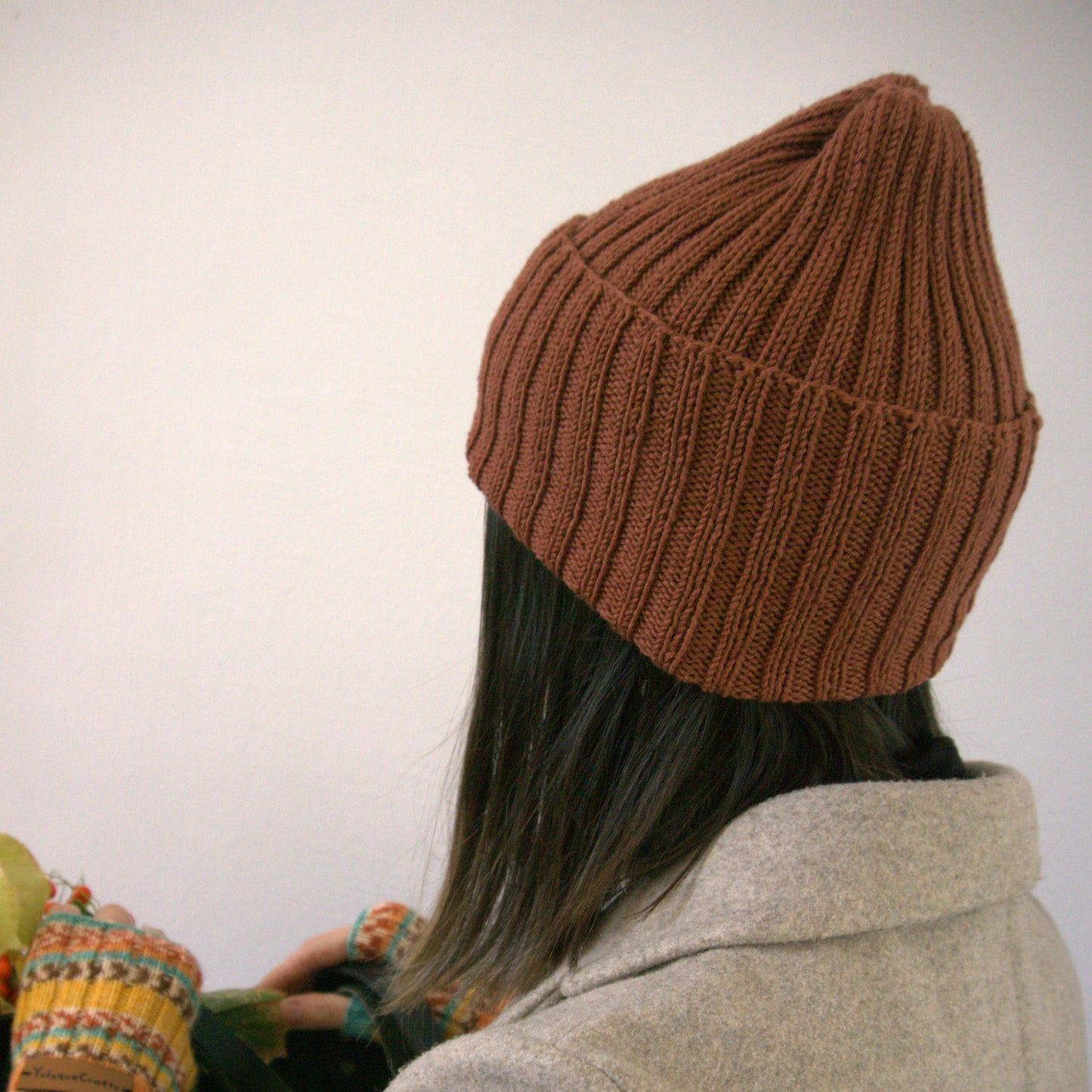 MERINOCOT Brown Caciula Tricotată Manual