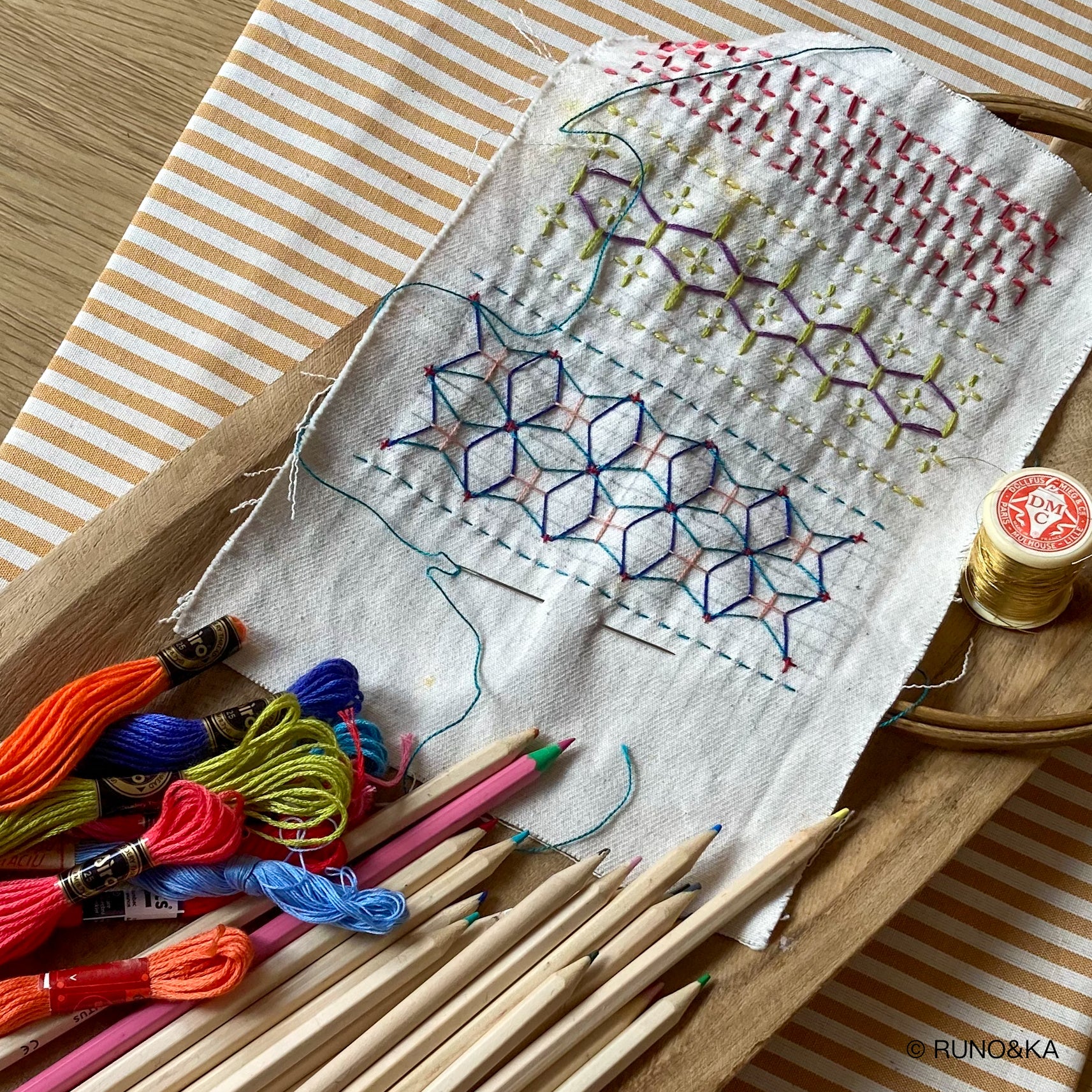 Broderie SASHIKO pe panza Atelier cluj